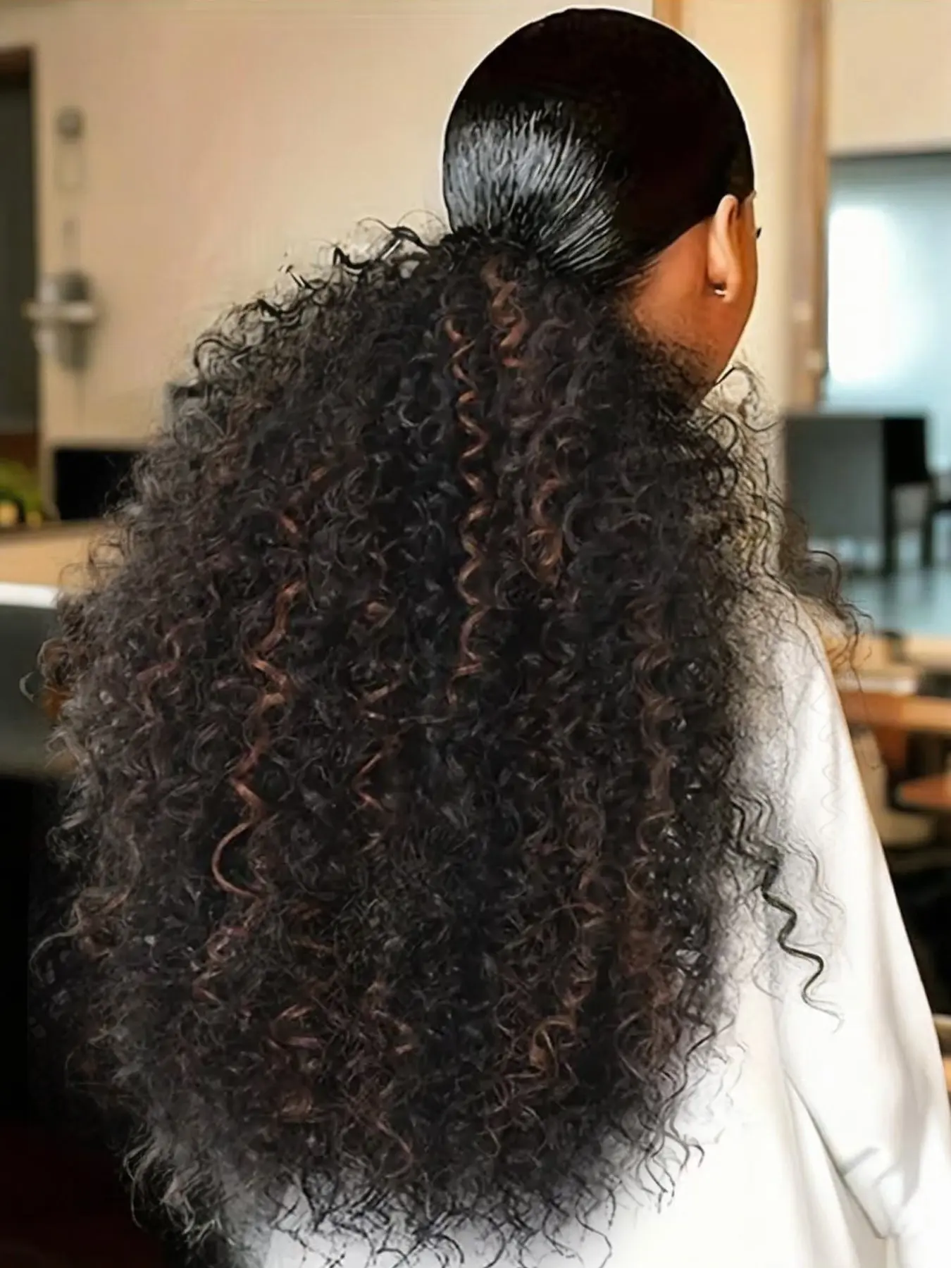 Belle Show 28 Inch Drawstring Ponytail Extension for Women, Deep Curly Ponytail Extension Clip, Synthetic Mixed with Human Hair, Hair Extensions