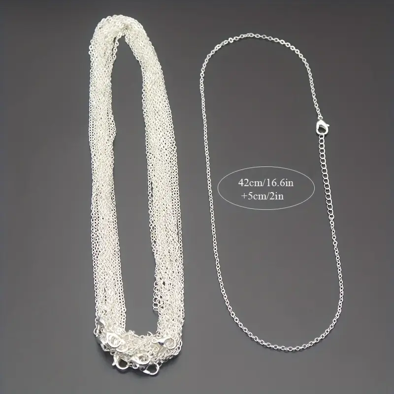 Men's 20-Piece Silvery Cross Chain Jewelry Necklaces - Tarnish-Proof Costume Chains for DIY Pendants, Handmade Accessories, Name Plates, Paper Clips, Sterling Silver Accents, Tiara, Saturn, Kevin, Paper Clip Necklace, Silver Necklaces, Hollow Chain