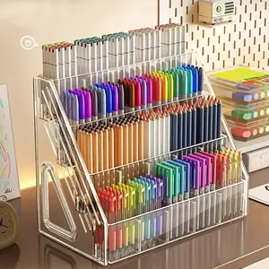 1-Piece Acrylic Pen Holder Organizer 🖌️📚 - Large-Capacity Compartmentalized Storage for Brushes/Pencils/Markers, Durable Design for Home/Office/School, Black Friday Deal: Must-Have for Stationery & Craft Lovers