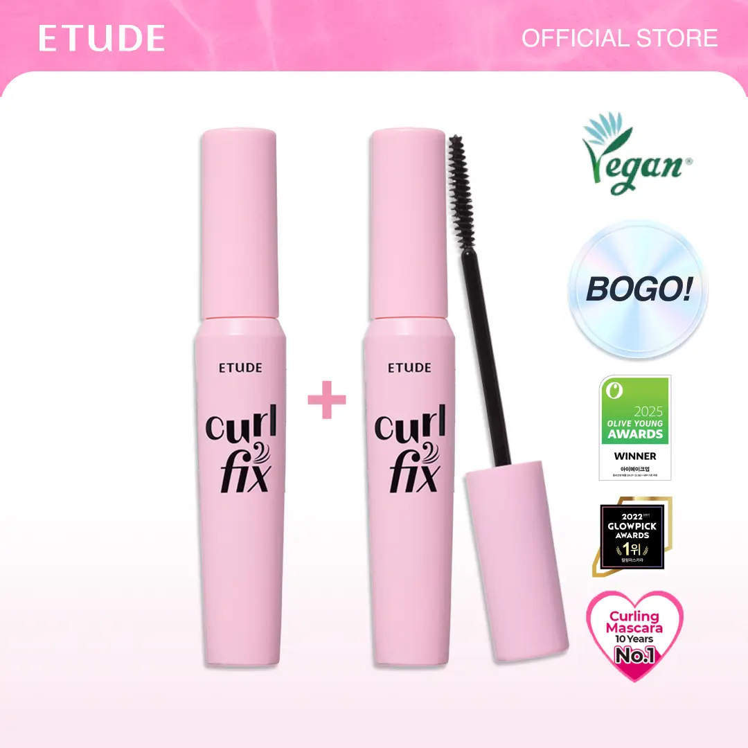 [ETUDE Official]  Kpop Idol Lash Mascara | Curl Fix Mascara BOGO | Buy 1 Get 1 Free | Waterproof Mascara DUO | #01 BLACK & #04 Volume | 24H Smudge Proof Curl | Volumizing & Lengthening | Summer Makeup | Hell Mascara | DealsForYouDays
