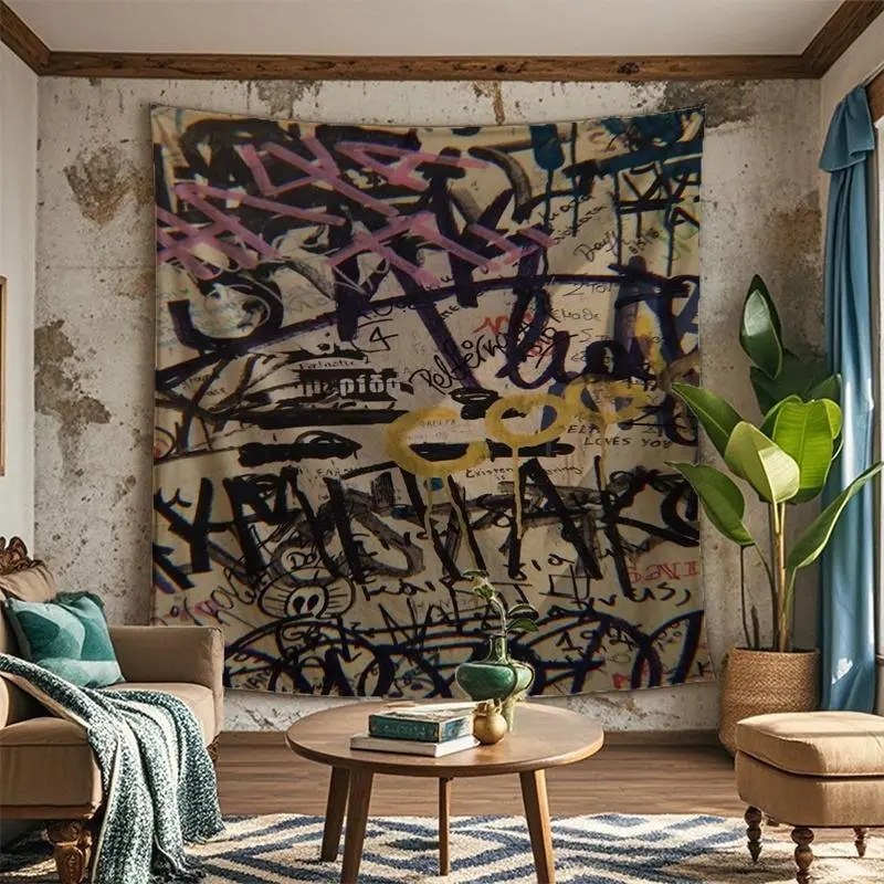 Artistic Graffiti Artwork Print Tapestry - Fade-Resistant Avant-Garde Tapestry, Home Bedroom Room Decor, Men’s Hanging Decoration, Multi-Purpose Mother’s Day Gift for Boyfriend, Avant-Garde Tapestries