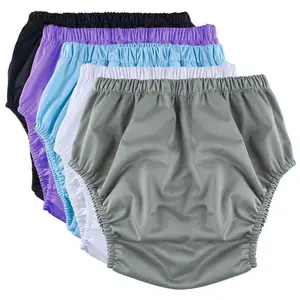 Soft Tpu Adult Diaper Pants High Waist Solid Color Incontinence Underwear, Durable Reusable Washable for Youth and Adults, 2 Pack