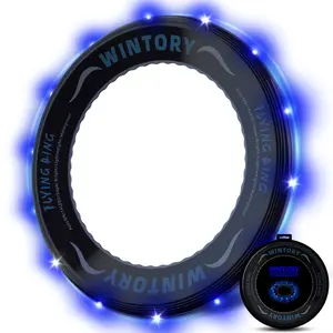 Wintory Light-Up Flying Disc, Super Bright Auto LED Outdoor Game Hoop, Lightweight Safe Night Sport Toy with Protective Edge, Holiday Gift Deal and Christmas Stocking Stuffer for Men and Teens Activewear Blue