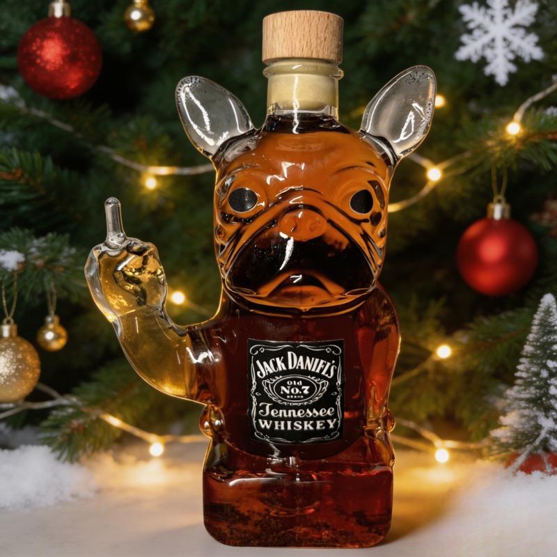Bulldog Shaped Crystal Glass Whiskey Decanter, Portable Art Wine Storage Ornament for Home Party Festival Use, Exquisite Desktop Decor & Unique Christmas Gift Choice for Men and Couple