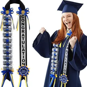 2026 Graduation Cash Garland, Dual-Braid Gold Coffee Color, Perfect for High School & College Graduation Ceremonies, Lightweight Grad Gift
