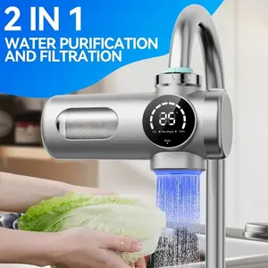 Smart faucet water purifier, equipped with an intelligent LED display and a dual water mode three-stage filtration system, comes with a built-in power display, suitable for kitchens and bathrooms, safe for food and skin—fits 22/24/28mm and round faucets.