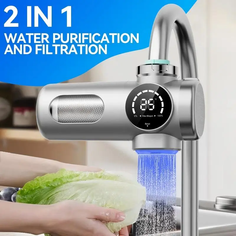 AQUPUVIR faucet water filter installation, sink faucet horizontal water purifier, carbon fiber filter, uses 3 filters to remove hydrogen and lead, suitable for most kitchen or bathroom faucets