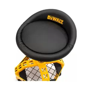 DEWALT Adjustable Shop Stool with Casters, Heavy-Duty Steel Frame, Smooth Rolling Wheels, Built for Garages & Workshops, Supports Up to 300 lbs