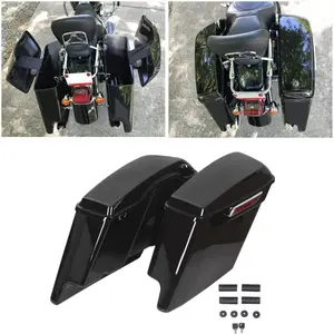 5'' Stretched Extended Saddlebags Compatible with 1993-2013 Harley Davidson Touring Road King Road Glide Street Glide Electra Glide Ultra Classic Hard Saddle Bags W/Lid & Latch Key