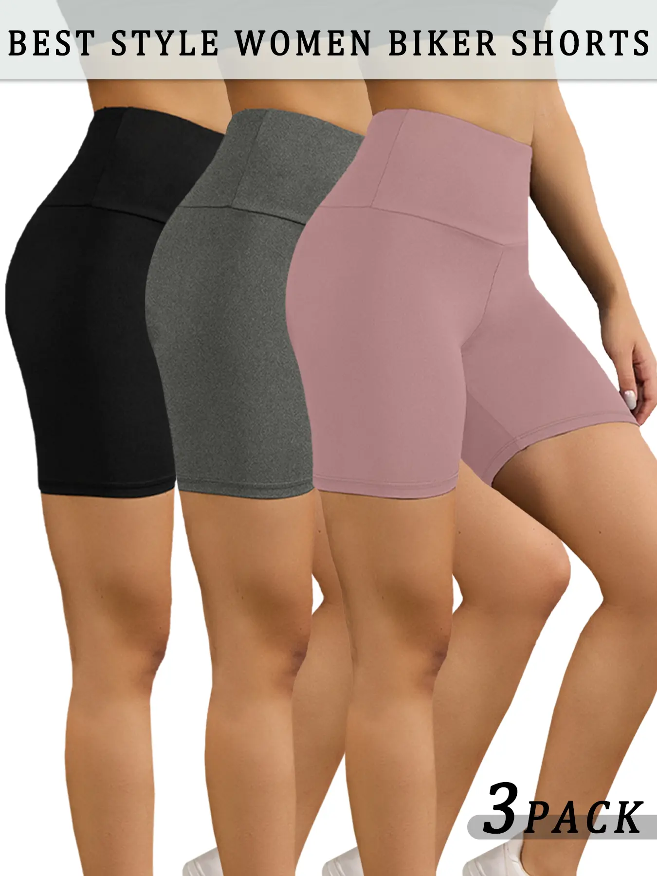 3 Pack 6" Women's High-Waisted Biker Shorts, Super Soft No-See-Through Fabric, Ideal for Workouts & Yoga, Summer Casual Wear, Athleisure Shorts, Tight Fitted Shorts, Summer Sports Shorts, Fitness Shorts, Athletic Shorts