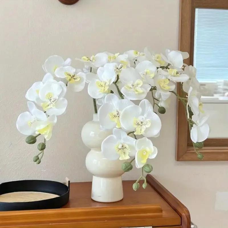 18pcs Set 27inch White Orchids, Elegant Artificial Flowers, Suitable for Tall Vases