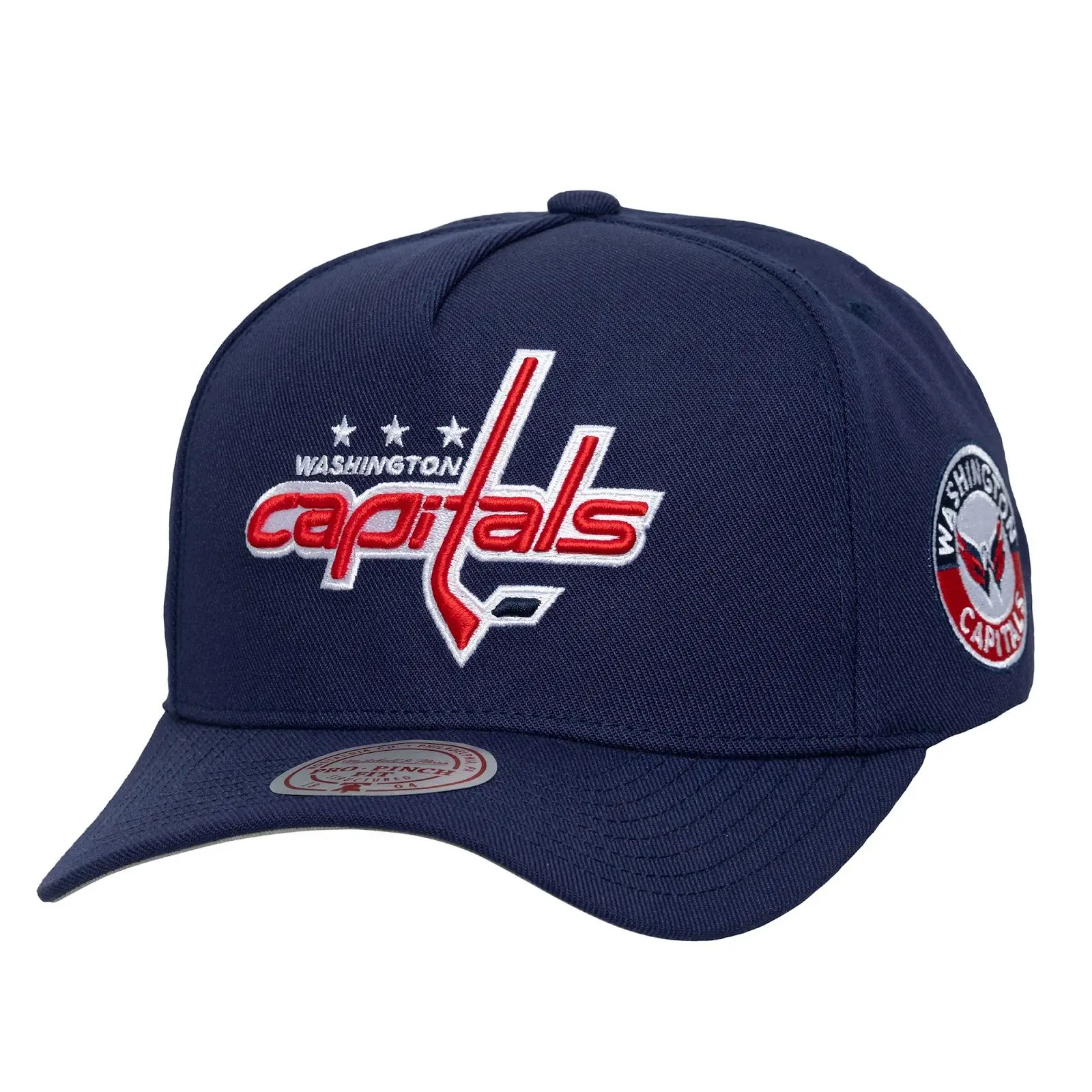 Mitchell & Ness Washington Capitals Navy Double Clutch Pro Pinch Fit Snapback Hat - NHL Throwback, Acrylic, Casual, Graphic, Team Logo, Adjustable Fan Gear