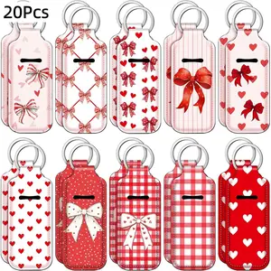 20 Pcs Coquette Bow Lipstick Holder Keychain Bulk with Portable Clip on Lip Gloss Sleeve Pouch Keychain Coquette Birthday Party Favor Pocket Lip Balm Holder（Red)