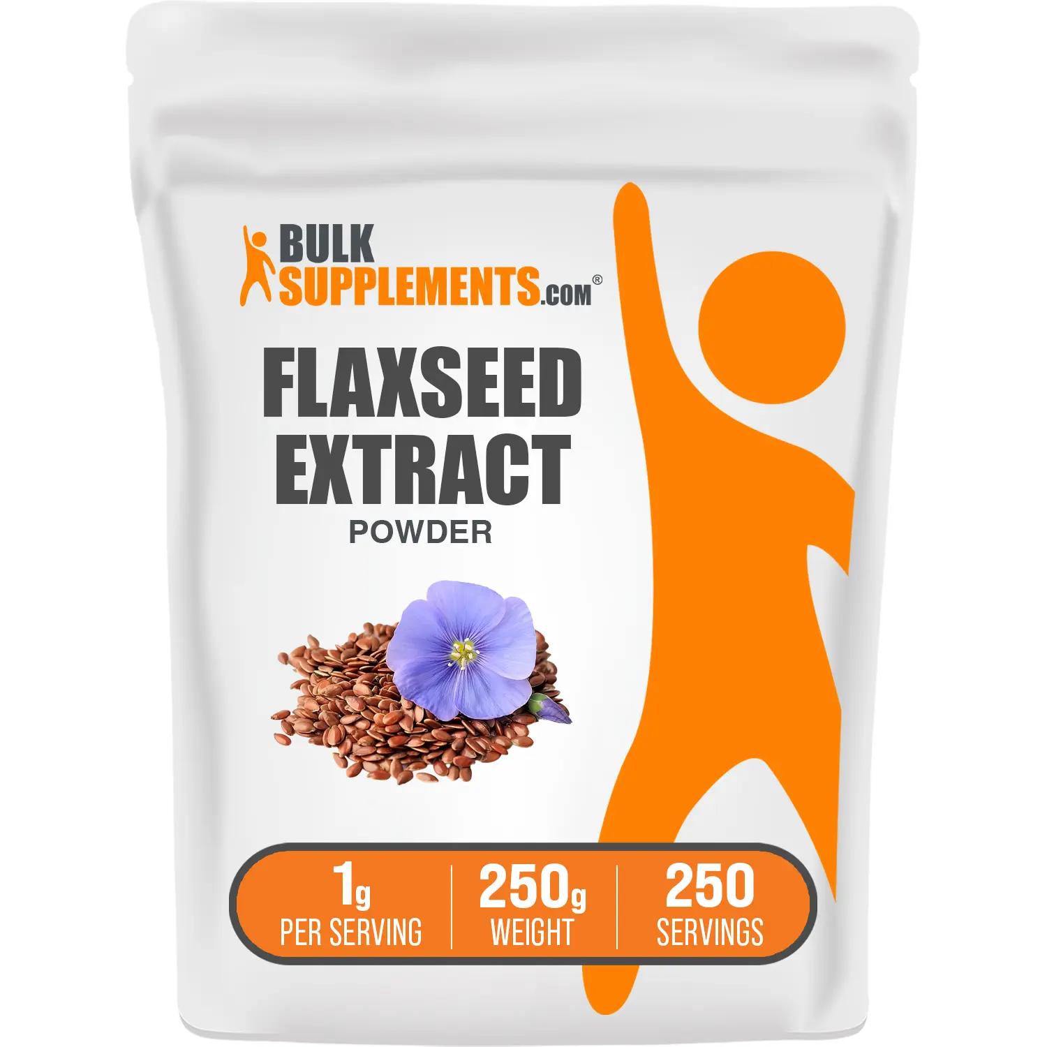 BulkSupplements Flaxseed Extract Powder - Edible - Natural Fiber - Flax Powder - 250g - 1g per Serving