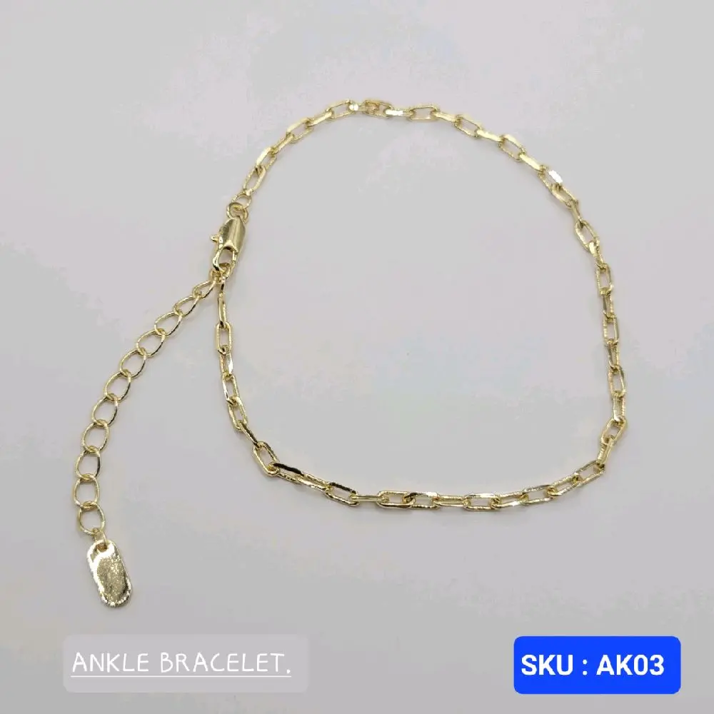 Ankle Bracelet Adjustable 8.5 inches to 10.5 inches. ( 22 cm to 27 cm). Laminated Gold SKU AK03