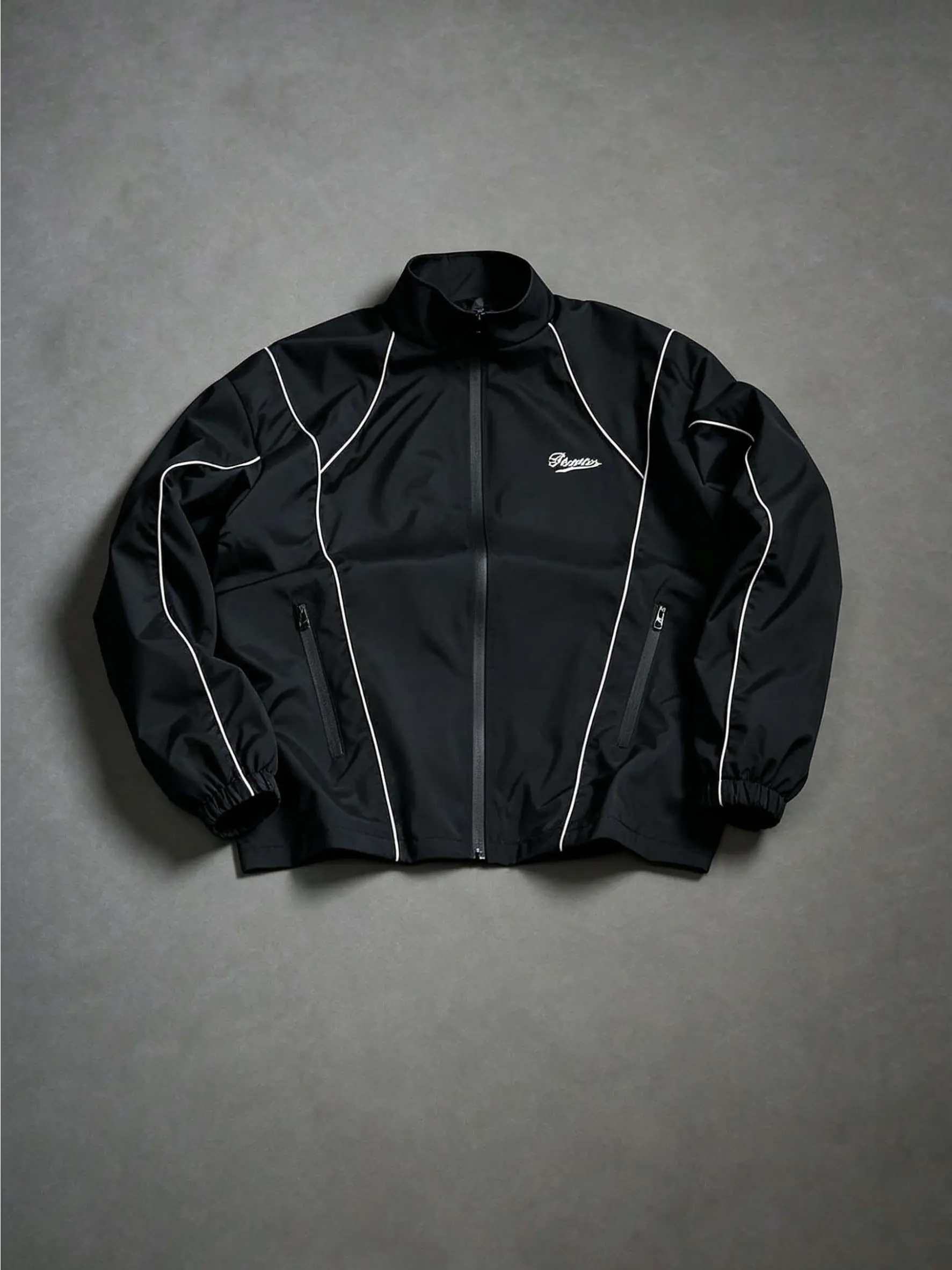 Men's Vintage Varsity Baseball Jacket with Embroidery, Street Style Zip Up Outerwear, Sporty Casual Menswear Top for Spring & Fall