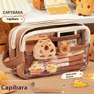 Cute Capybara Pencil Case Set, Animal Theme Desktop Storage Box, Ideal for Students and Animal Lovers, Back-To-School Gift, Halloween, Christmas, Easter Gifts