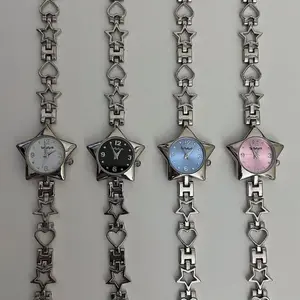 Designer Zinc Alloy Star Shape Pocket Watch charm bracelets y2k Woman Man trinkets Original Clock Pendant Bag Decoration Gift