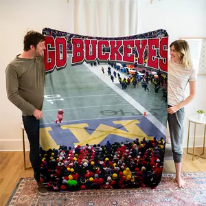 Countdown Sale! Ohio vs Michigan Rivalry Blanket,throw blanket Script Ohio on Big M Throw, Buckeye Fan Erase The M College Sports Merch, OSU Fan Cozy Gift