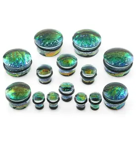 Green Dichroic Glass Plugs - Single Flare