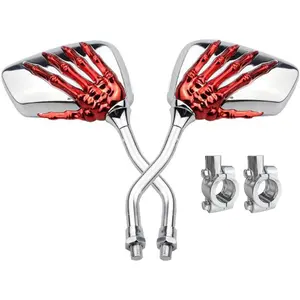 Pairs of Distinctive Skull Skeleton Hand Bicycle Mirror, Rearview Side Mirror Handlebar Mirror Mount Holder Clamp Adaptor 10mm for Scooter Moped  Standard