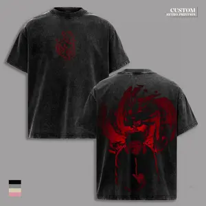 Obito Kamui Tobi Savior Vintage Washed Oversized T-Shirt – Second Sage of the Six Naruto Shippuden Anime Graphic Tee, Mangekyo Sharingan Masked Man Heavyweight Cotton Shirt Streetwear Unisex Fan Gift Outfit
