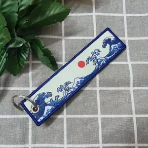 Embroidery Wave Pattern Car Keychain, Portable Decorative Keychain for Car Key, Stylish Keychain, Car Interior Decoration Accessories for Men & Women, Charm, Key Chain Decorations, Keychain Accessory