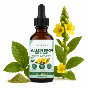 USDA Certified Organic Mullein Drops Vegan Tincture, Herbal Remedy for Lung Support & Cleansing, Non-GMO, Unflavored, 2 fl oz (60 mL)