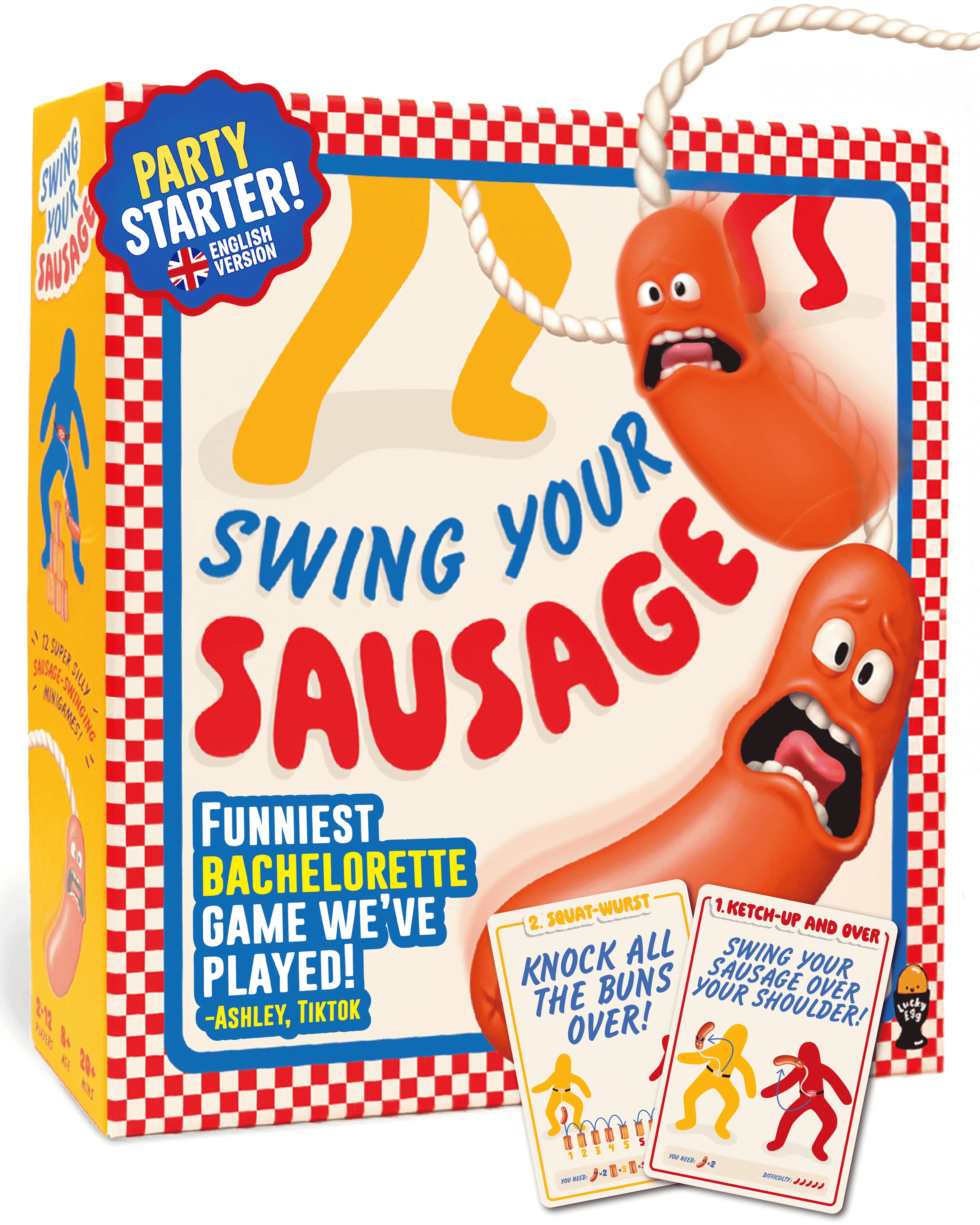 Lucky Egg Swing Your Sausage - Fun Family Party Games for Indoor Games for Adults and Kids - Novelty Toys for Birthdays, Christmases & Festivals