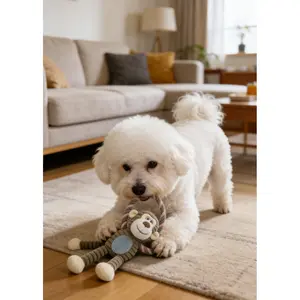 Plush dog toy in the shape of a ringtailed longlegged monkey, lion or elephant, with built-in sound device and made of bite-resistant material. Suitable for daily companionship with dogs squeaky toys for dog dog products puppy gift surprise cool cat stuff