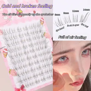 10 rows of clear and transparent diagonal flying fox false eyelash clusters, single cluster DIY lazy C curl, natural and realistic fluffiness, daily segmented extension clusters, simulated eyelashes for beginners, length 10mm-14mm, Fluffy Eyelash Clusters
