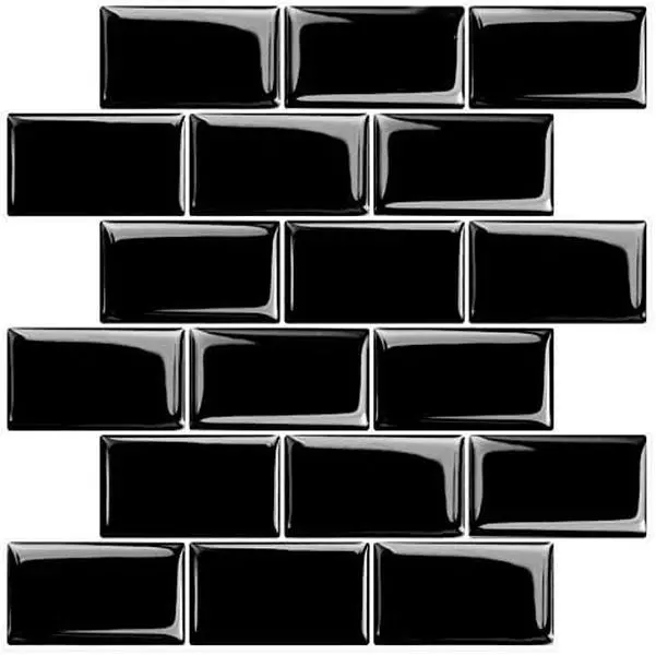 Subway Tiles Peel and Stick Backsplash, Stick on Tiles Kitchen Backsplash in Black (Pack of 10, Thicker Design)