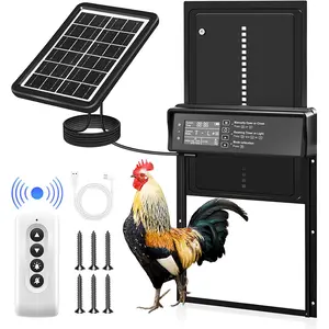 Solar-Powered Automatic Chicken Coop Door, Timer Function & Light Sensor, 4 Modes LCD Display, Anti-Collision Rainproof Aluminum Alloy Gate