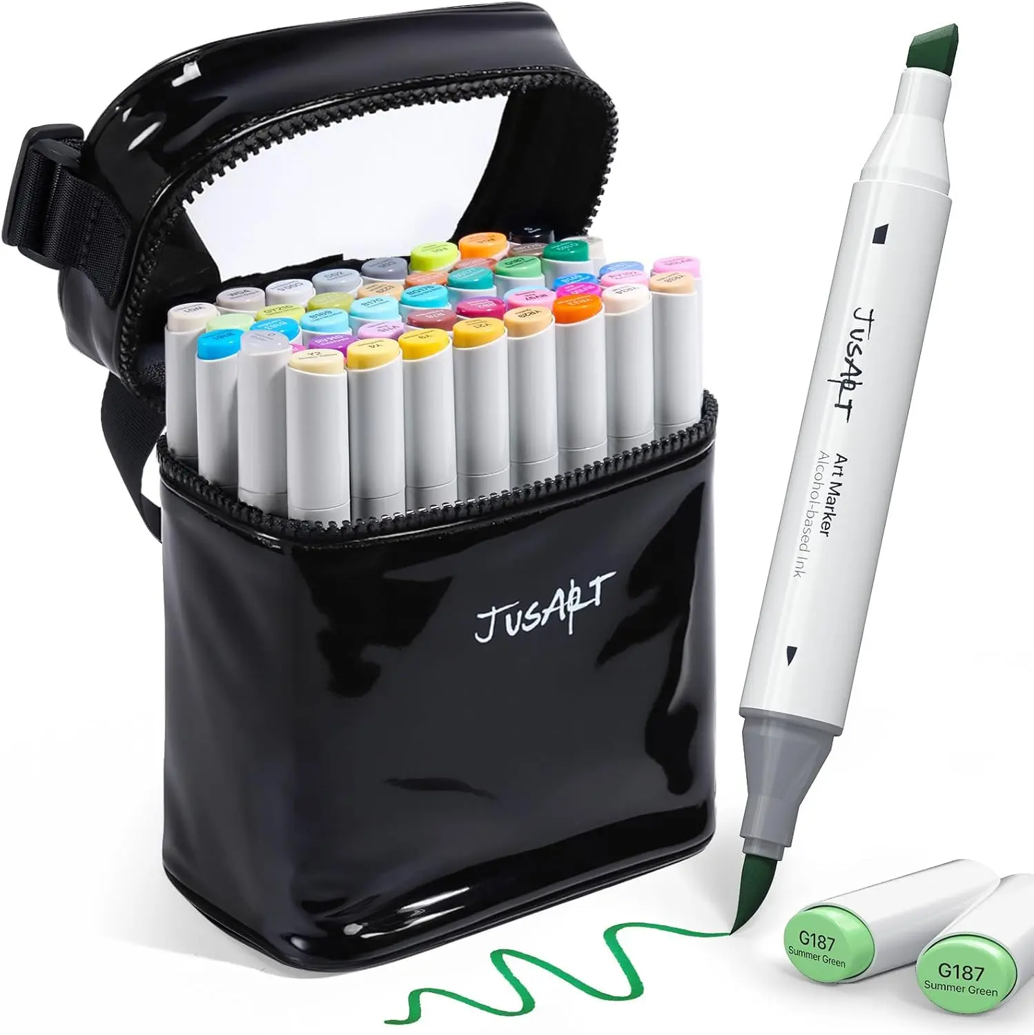 [JusArt] 48 Colors Dual Tip Alcohol Markers - Brush & Chisel Tips, No Bleed Ink Colorful Marker Set for Artists' Drawing, Art Projects, Art Marker Pen summerwins