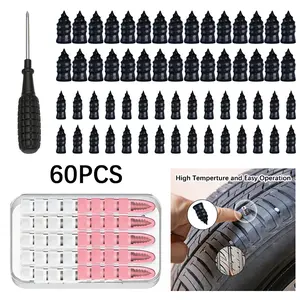 60PCS Tire Repair Rubber Nails Kit with 2 Sizes for Car/Motorcycle/Truck/Tractor, Fast Self-service Screw Rubber Nail Vacuum Tire Puncture Repair Tool