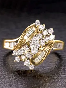 1 PC Luxury Cubic Zirconia Artificial Gemstone Ring Sparkling Zircon Inlay For Women For Wedding Engagement Anniversary Party Jewelry Valentine's Day Gift