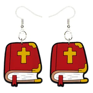 Bible Earrings Hypoallergenic Silver Plated Fishhooks Yazzle Dazzle Religion Church Spiritual Bible Pastor Priest