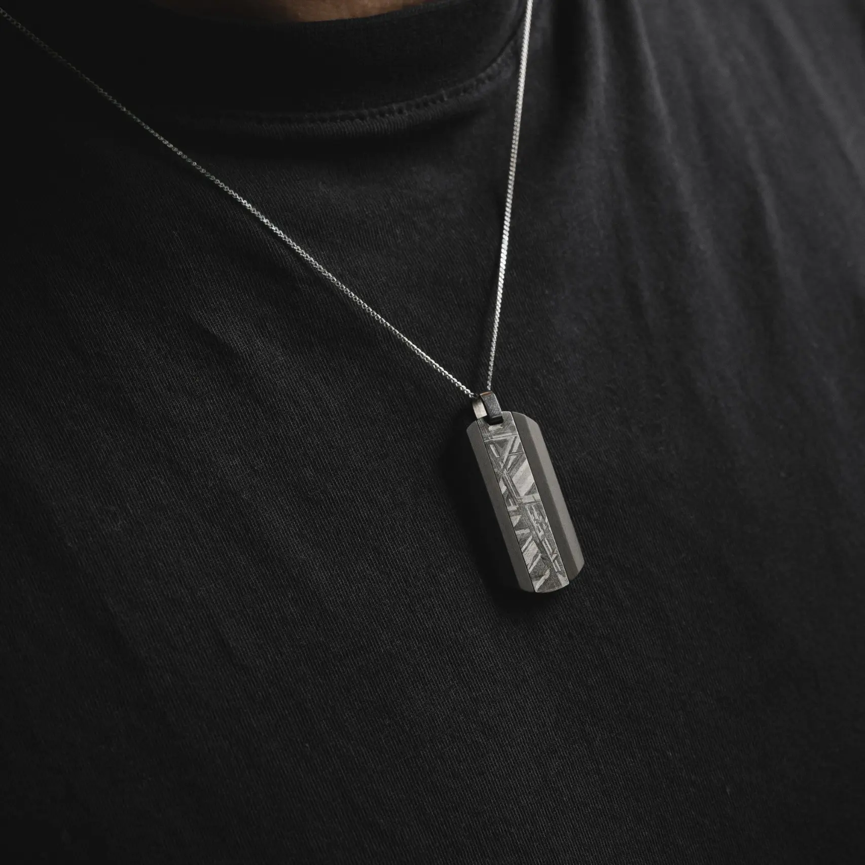 Muonionalusta  meteorite dogtag pendant.