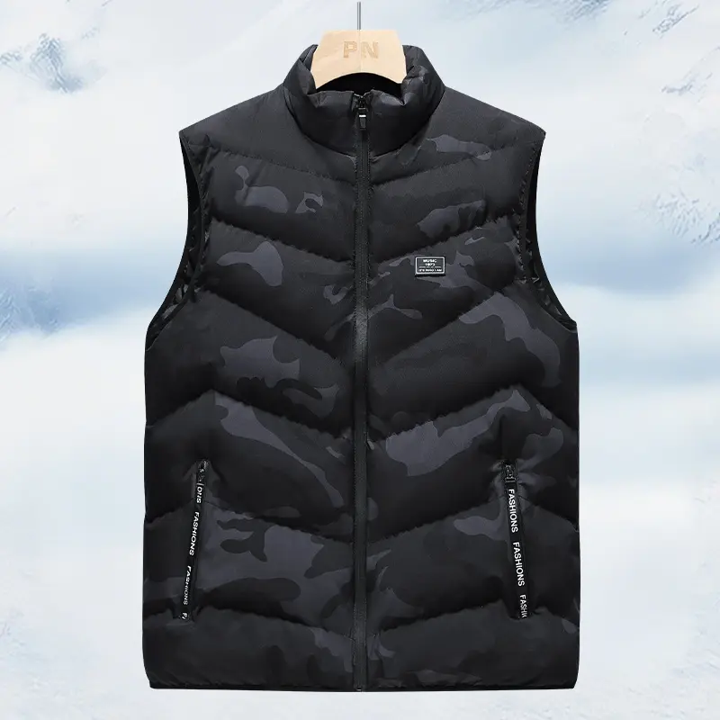 Amazon Long Title Men’s Stand Collar Camouflage Warm Cotton Vest, Thick Sleeveless Windproof Cotton Tank Top, Loose Outdoor Workwear Vest, Autumn/Winter Layering Cotton Vest with Zipper Pockets
