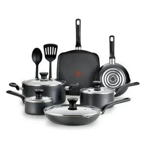 T-fal Easy Care Nonstick Cookware, 12 piece Set, Grey, B087SC64
