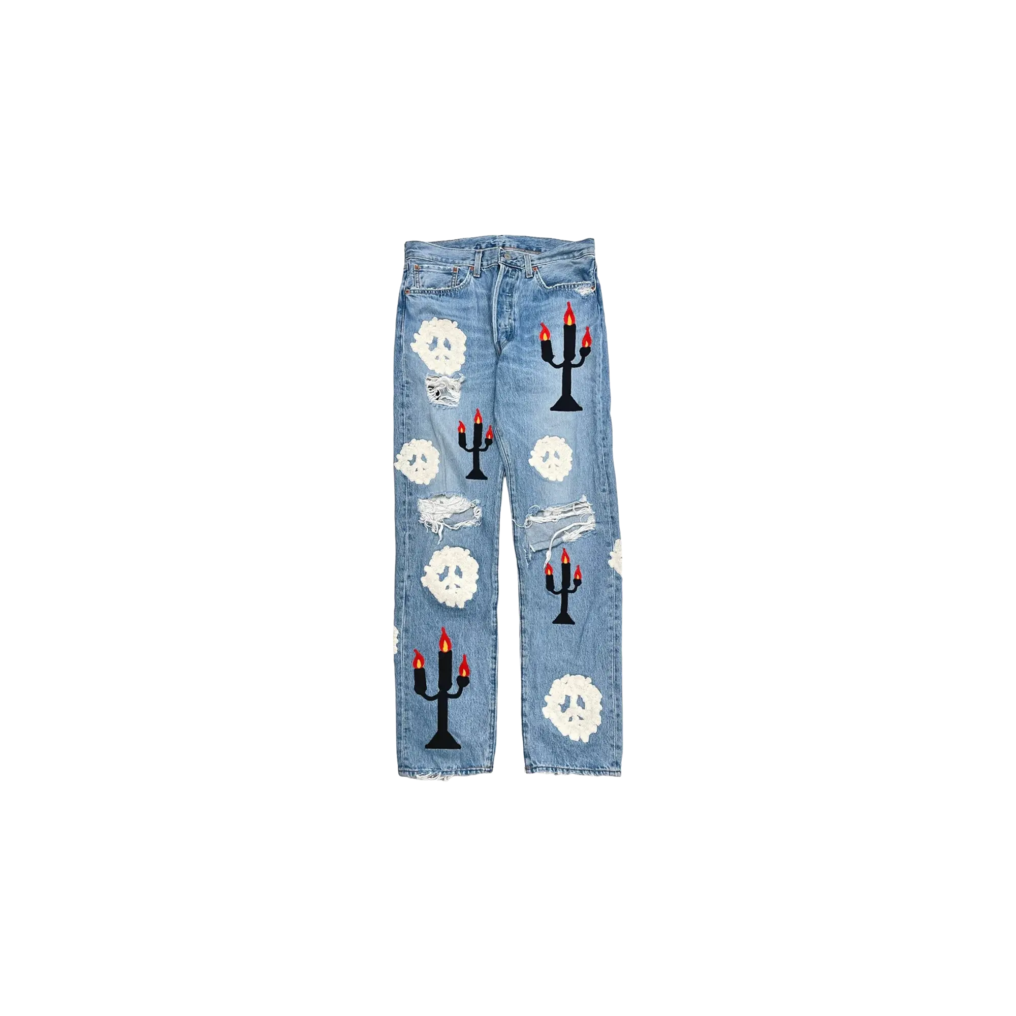 Levi's 501 Virgil Abloh Printed Jeans "Message in a Tear - Indigo" DT306