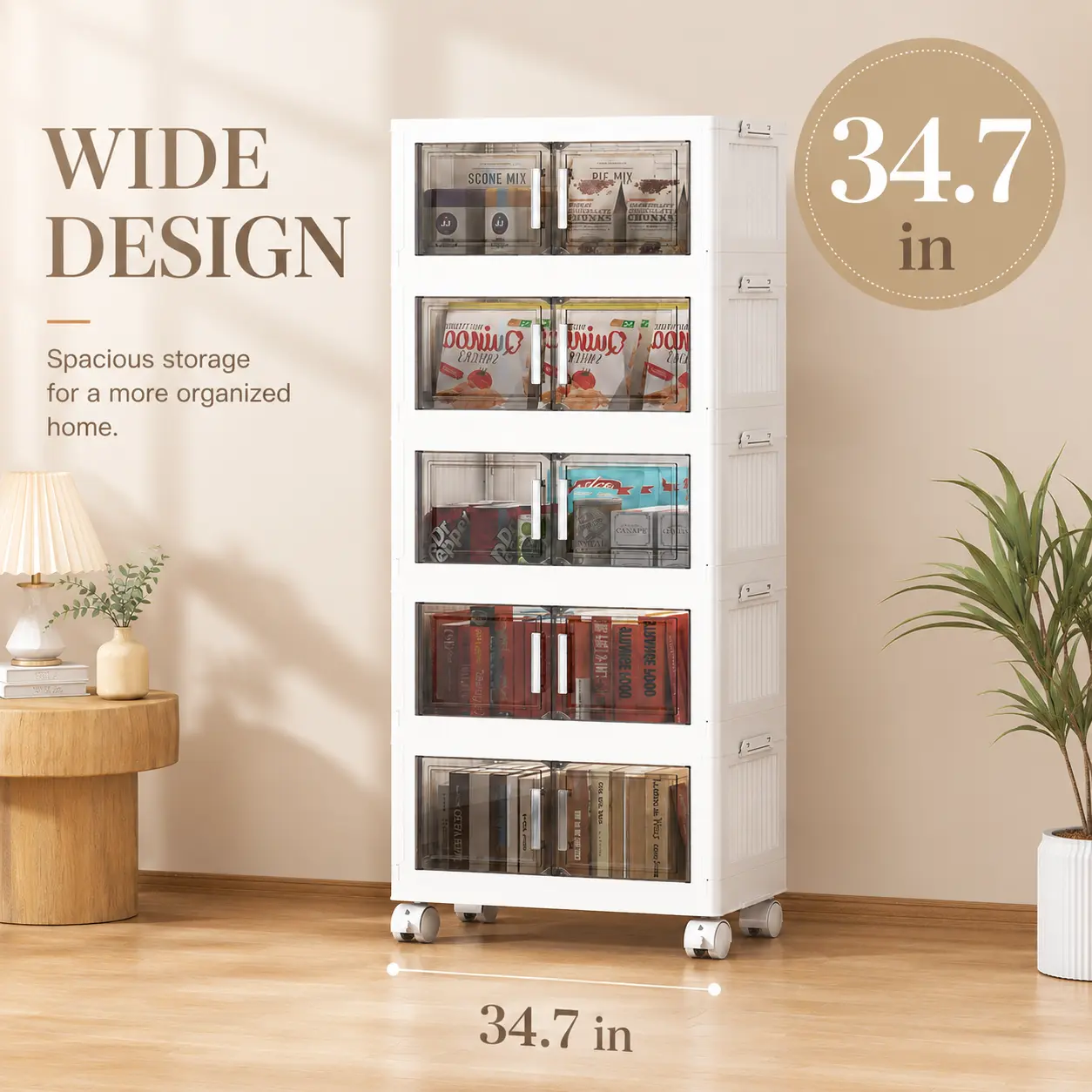 Naviconvex Foldable Storage Cabinet with Wheels XXXXL 34.7in Large Capacity Storage Organizer for Closet Bedroom Kitchen Father's Day Essentials
