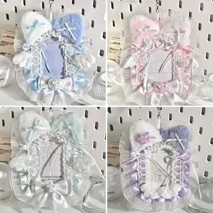 Adorable DIY Lace Photo Card Holder with Chain, Anime Idol Collectible Card Case, Student ID Decor, Selfie Stand, 3 Inch Photo Clip