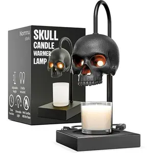 Skull Candle Warmer Lamp with Timer & Dimmer – Adjustable Height Gothic Candle Lamp (Candles Not Included)