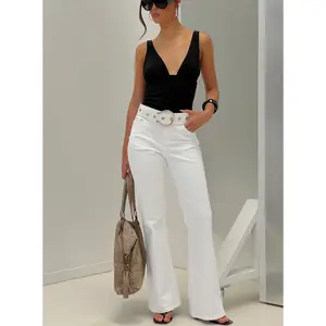 Magic Mirror Mid Rise Bootleg Jeans Ecru