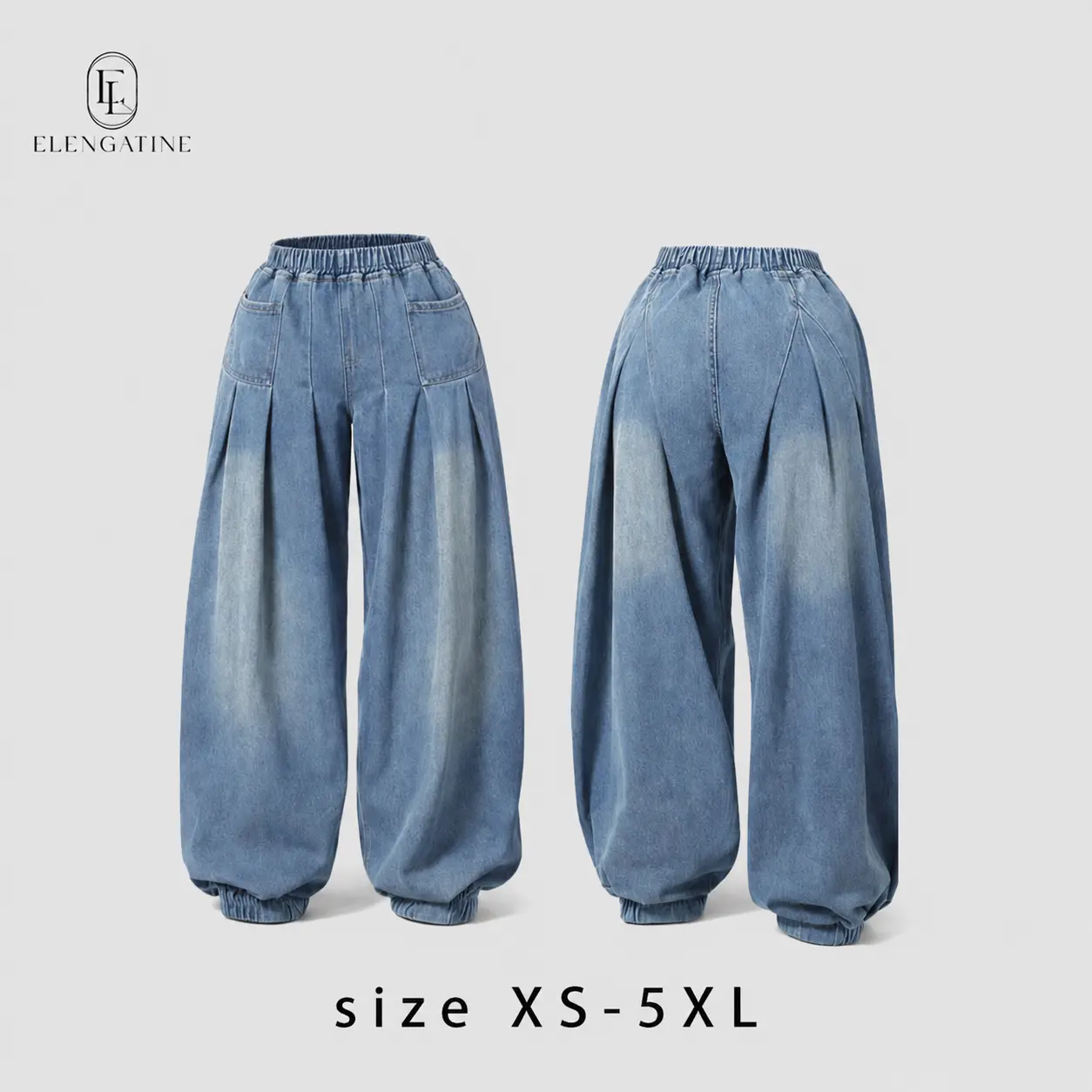 Lady's Slouchy Wide-Leg Jeans - Soft Cotton Modal Blend Denim Trousers with an Elastic Waist for Casual Everyday Wear and Travel,back to school shopping,clothes for back to school,first day of school outfits