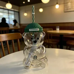 Starbucks Bearista Limited Edition Bear Glass Cold Cup 100% Authentic Rare