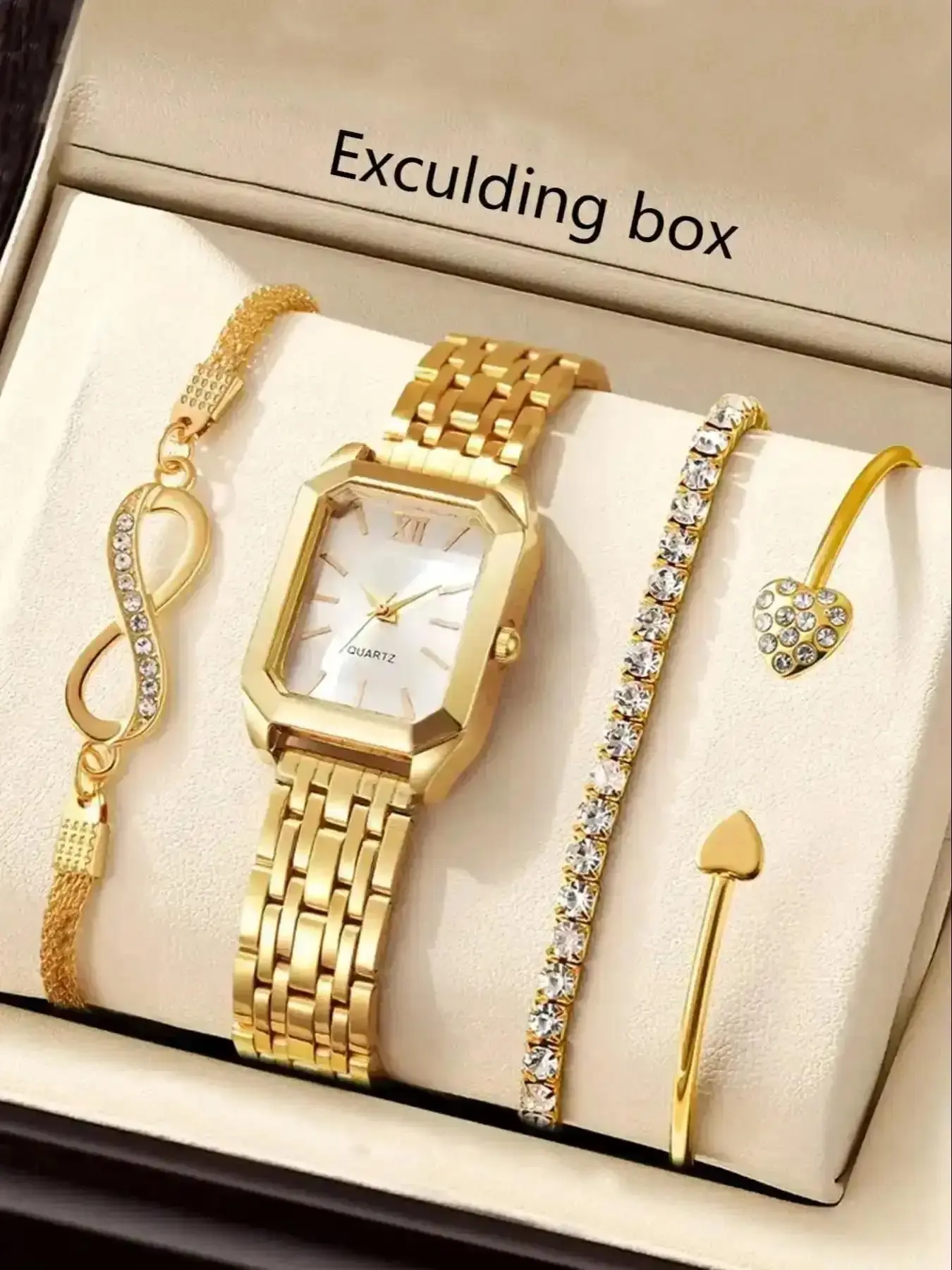 2026 New Model 4 Piece Set Watches For Women, Alloy Strap,Women's Girls's Casual Style Quarts Watch, Bracelets, Comfortable Fit, Versatile Design, Perfect Everyday Wear, Stylish and Birthday, Anniversary, Halloween