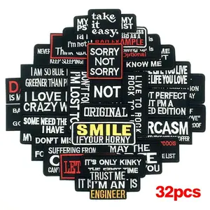 Interesting Letter with Slogan Iron on Patch, 32pcs/set DIY Embroidery Applique, Fusible Patch, DIY Ironing Stickers Badge, Stylish Embroidery