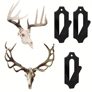 Black Mount Skull Hanger 3 Pieces Deer Skull Wall Hooker for Hanging Deer Head, Pronghorn and Other Smaller Animals with Easy Install Kit for Indoor Outdoor - Home Improvement.